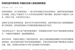 时报：风电机组并网发电 中国巨石驶入新能源新赛道